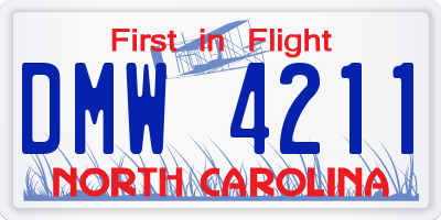 NC license plate DMW4211