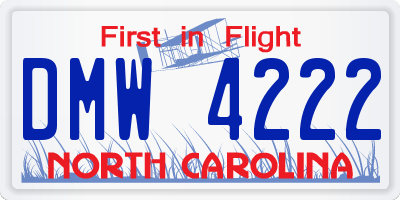 NC license plate DMW4222