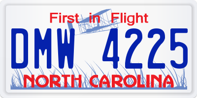 NC license plate DMW4225