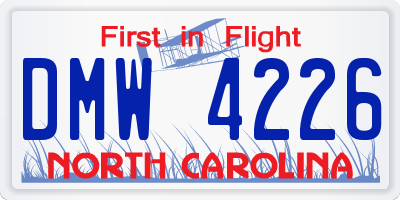 NC license plate DMW4226