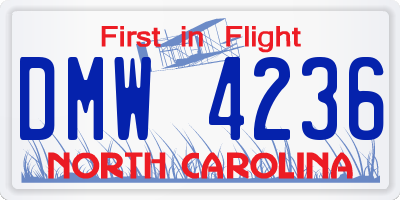 NC license plate DMW4236