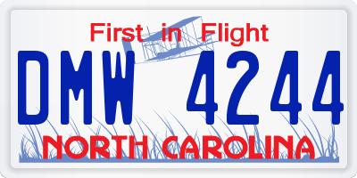 NC license plate DMW4244