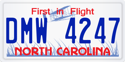 NC license plate DMW4247