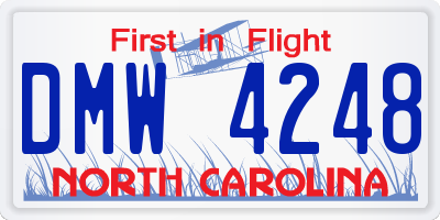 NC license plate DMW4248
