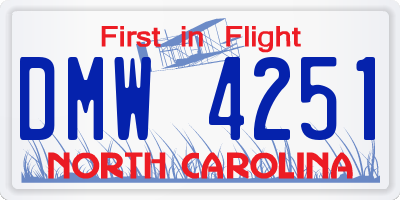 NC license plate DMW4251