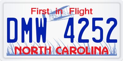 NC license plate DMW4252