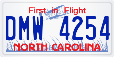 NC license plate DMW4254