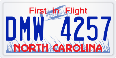 NC license plate DMW4257