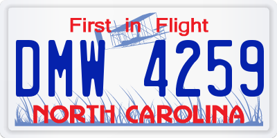 NC license plate DMW4259