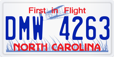 NC license plate DMW4263