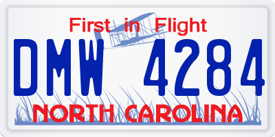 NC license plate DMW4284