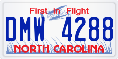 NC license plate DMW4288