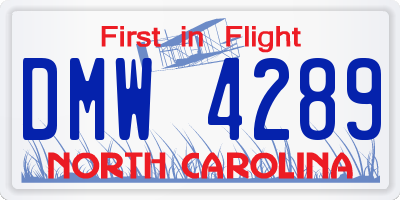 NC license plate DMW4289