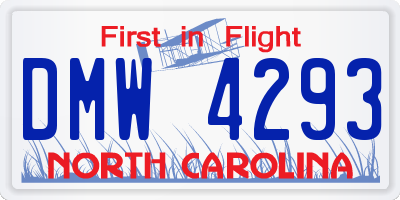 NC license plate DMW4293