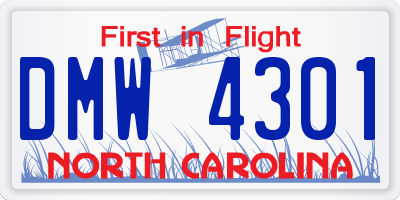 NC license plate DMW4301