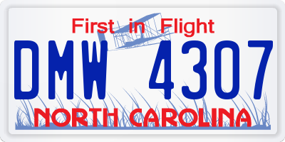 NC license plate DMW4307