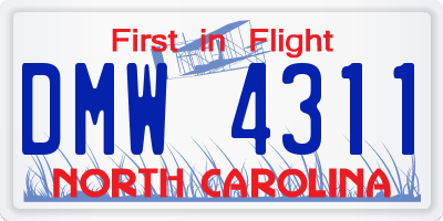 NC license plate DMW4311