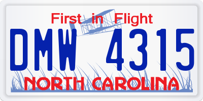 NC license plate DMW4315