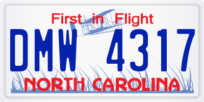 NC license plate DMW4317
