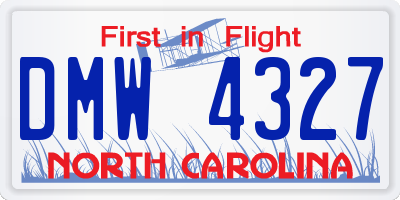 NC license plate DMW4327