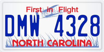 NC license plate DMW4328