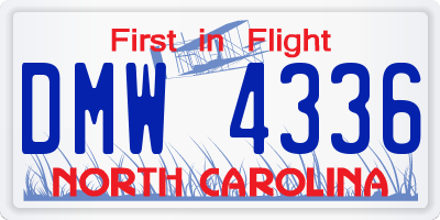 NC license plate DMW4336