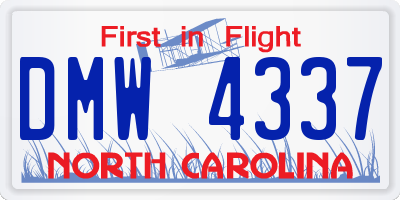 NC license plate DMW4337