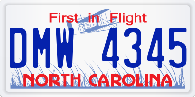 NC license plate DMW4345