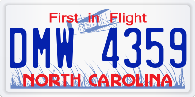 NC license plate DMW4359