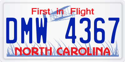 NC license plate DMW4367