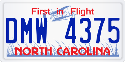 NC license plate DMW4375