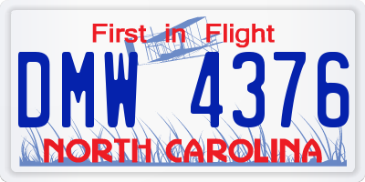 NC license plate DMW4376