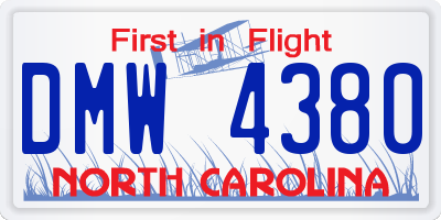 NC license plate DMW4380