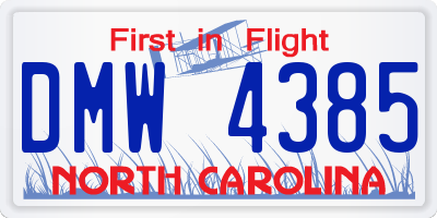 NC license plate DMW4385