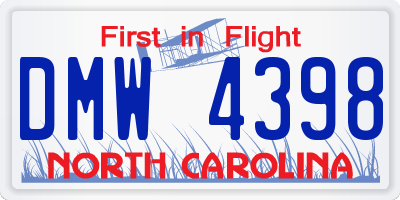 NC license plate DMW4398