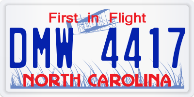 NC license plate DMW4417