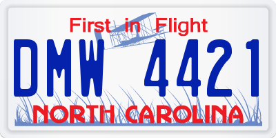 NC license plate DMW4421