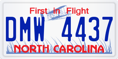 NC license plate DMW4437