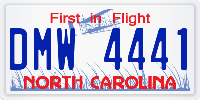 NC license plate DMW4441