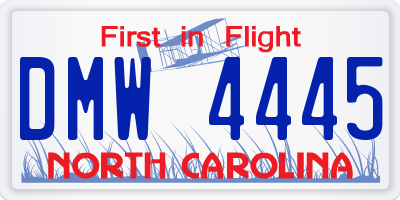 NC license plate DMW4445