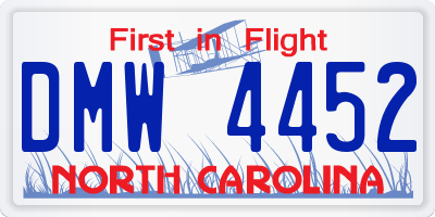 NC license plate DMW4452