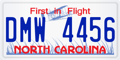 NC license plate DMW4456