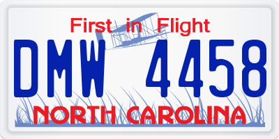 NC license plate DMW4458