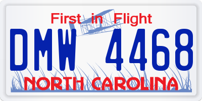 NC license plate DMW4468