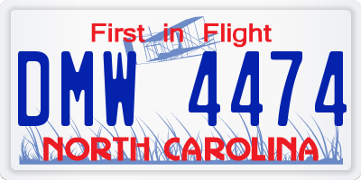 NC license plate DMW4474