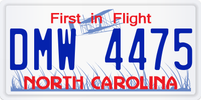 NC license plate DMW4475