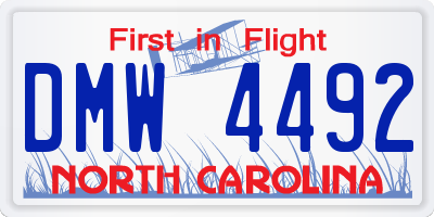 NC license plate DMW4492