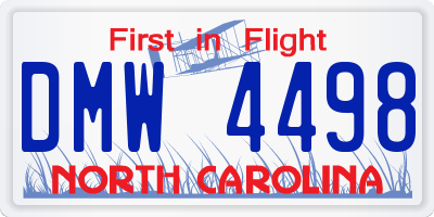 NC license plate DMW4498