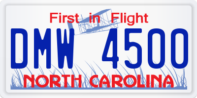 NC license plate DMW4500