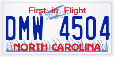 NC license plate DMW4504